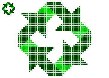Enlargement of icon graphic showing pixel grid.